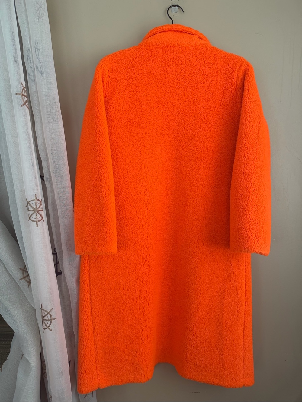 Vilagallo NWT Bright Orange Teddy Coat Large Front Pockets Single Hook Closure - Picture 8 of 12
